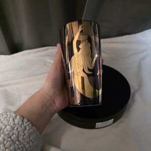 Starbucks 2020 Siren Gold Metallic Art Deco Hot Cup 12 oz Navy Blue